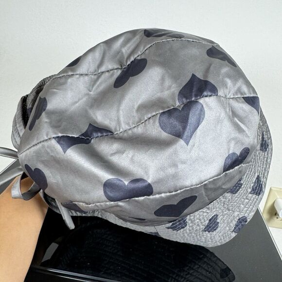 Grevi Bucket Hat, Sun Hat Gray With Blue Hearts Made in Italy XS-S - Picture 6 of 10